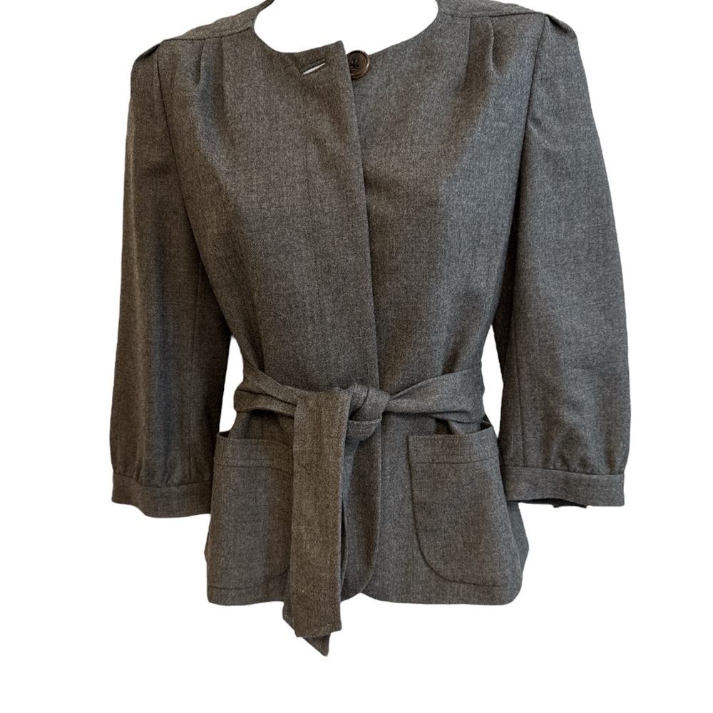 Banana Republic Gray Blazer with Belt and Three-Quarter Sleeves